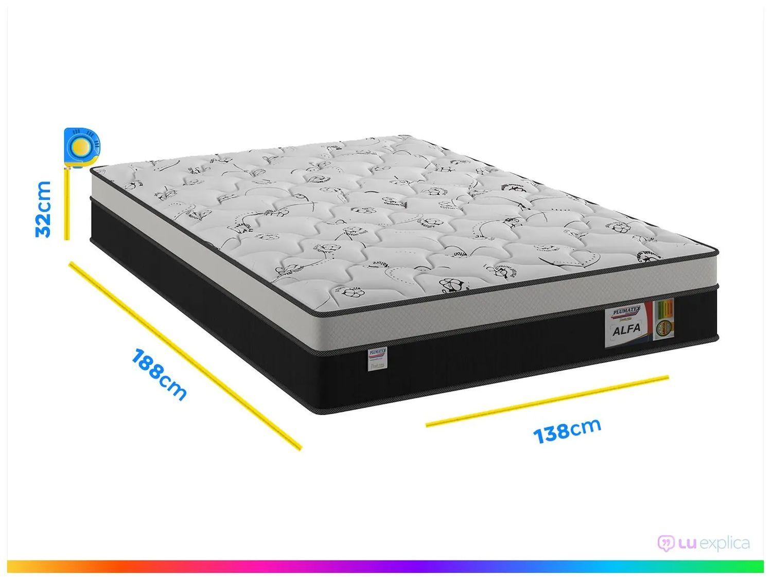 Cama Box Casal com Baú (Box + Colchão) Plumatex