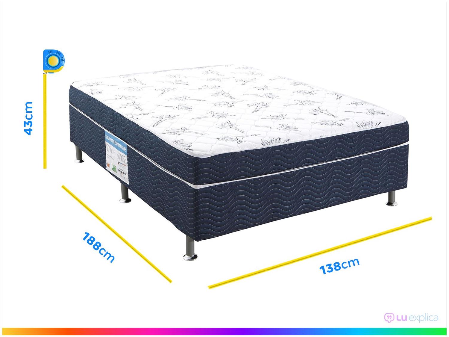 Cama Box Casal Ortobom Conjugado 43x138x188cm Physical Blue