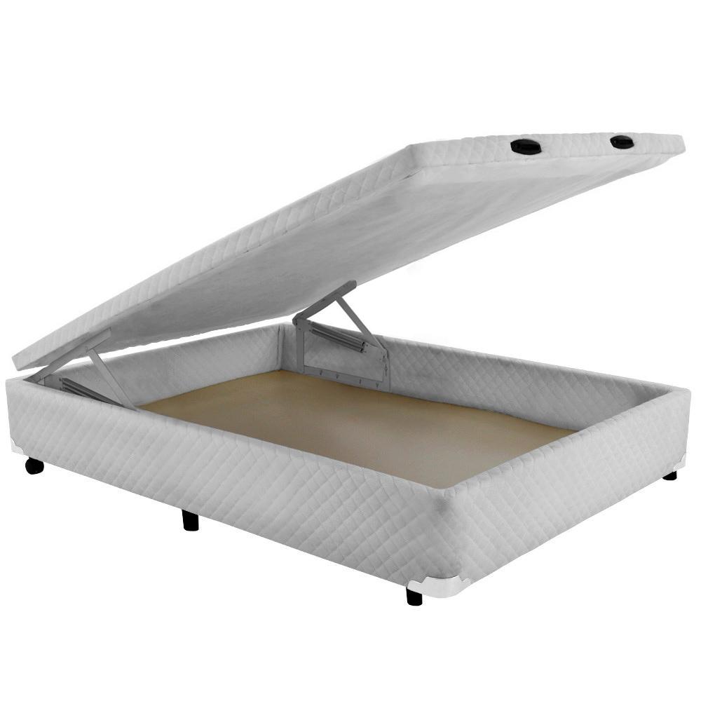 Cama Box CASAL Universal Bau Molas Frontal Branco 128x188