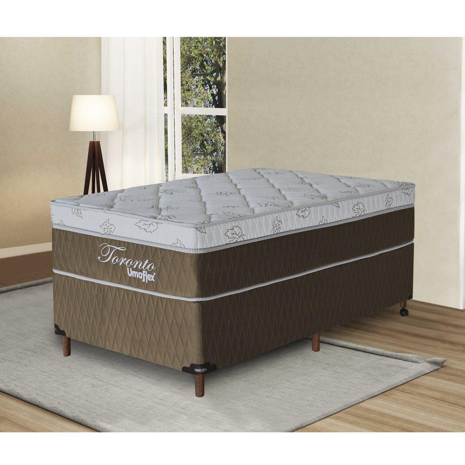 Cama Box Solteiro 63cmx88cmx188cm Toronto Umaflex Marrom Cama Box