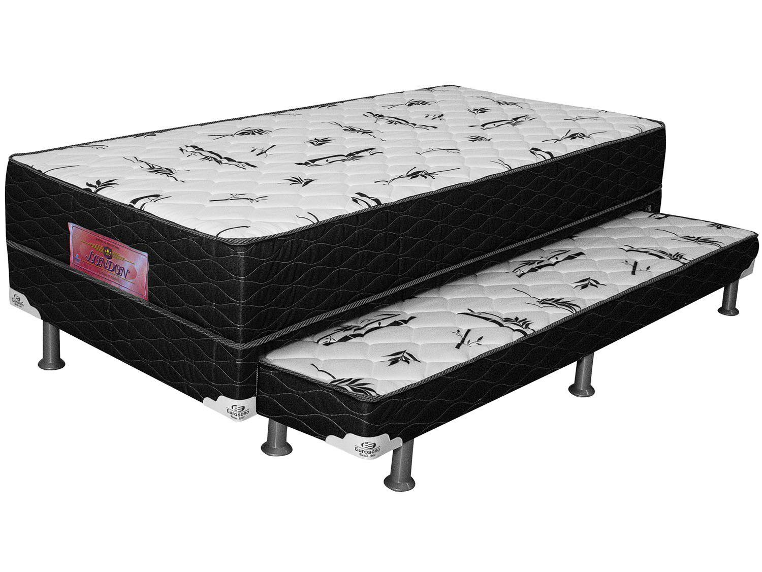 Cama Box Solteiro Eurosono Conjugado - 53cm de Altura Cama Auxiliar London  - Cama Box Conjugado Solteiro - Magazine Luiza