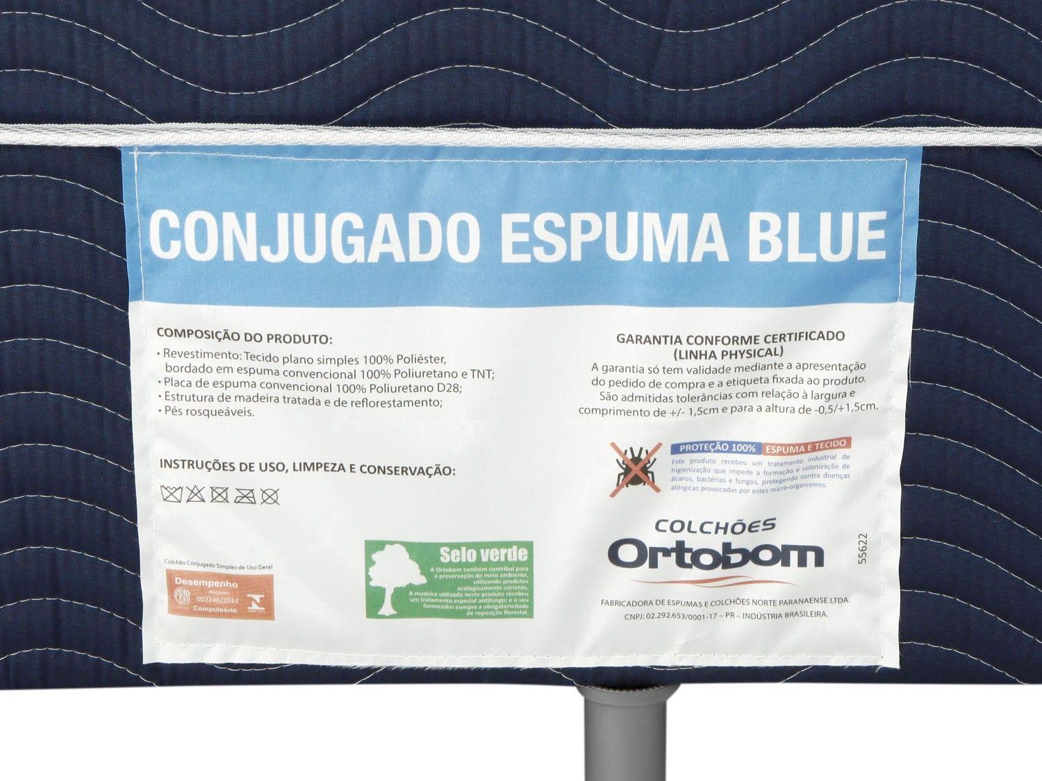 Cama Box Solteiro Ortobom Conjugado 43cm de Altura Physical Blue