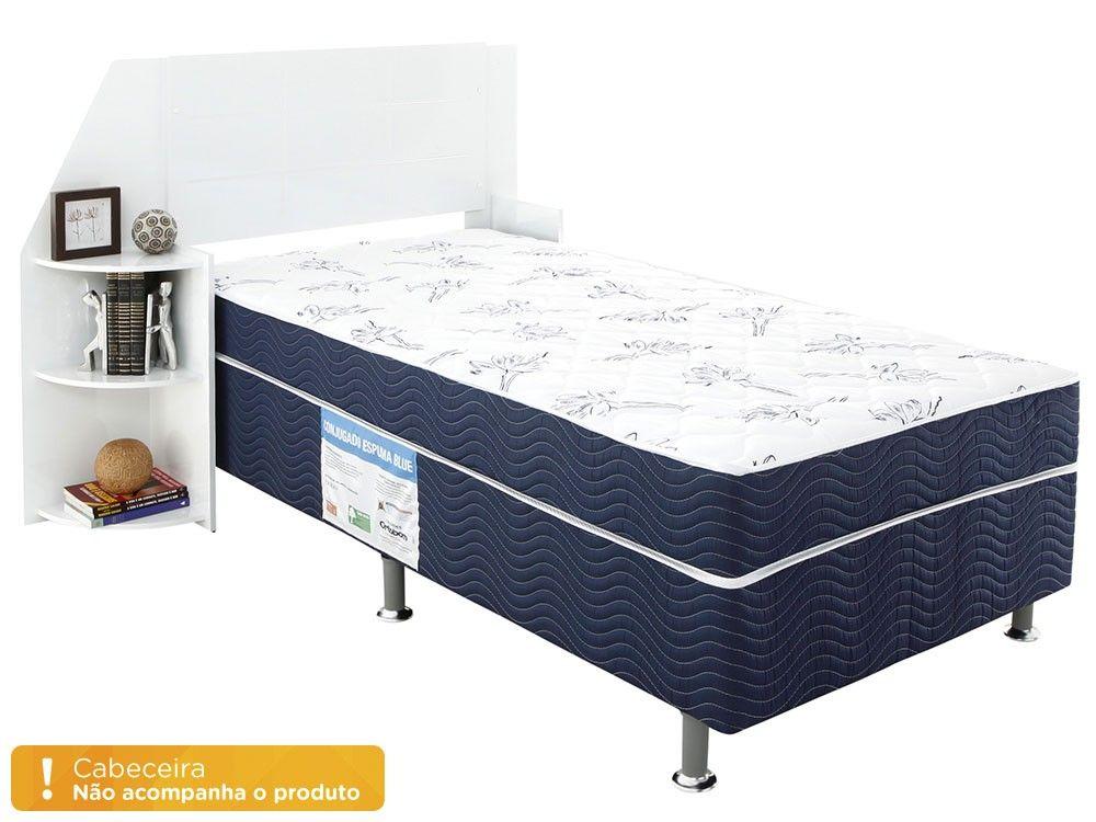 Cama Box Solteiro Ortobom Conjugado 43cm de Altura Physical Blue