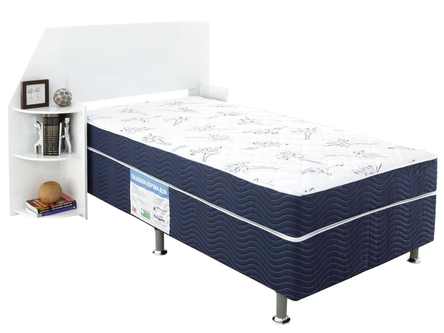 Cama Box Solteiro Ortobom Conjugado 43cm de Altura Physical Blue
