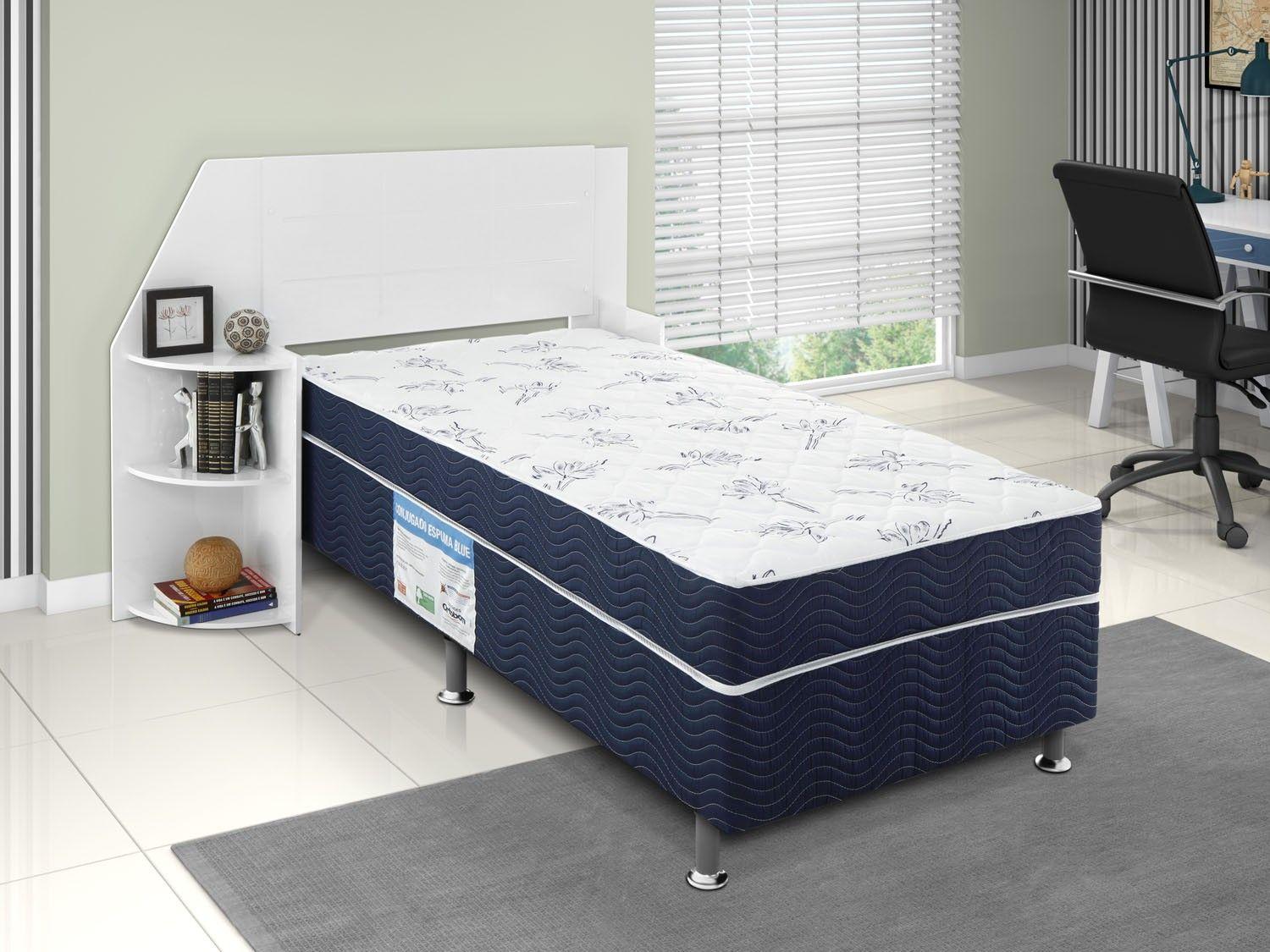 Cama Box Solteiro Ortobom Conjugado 43cm de Altura Physical Blue