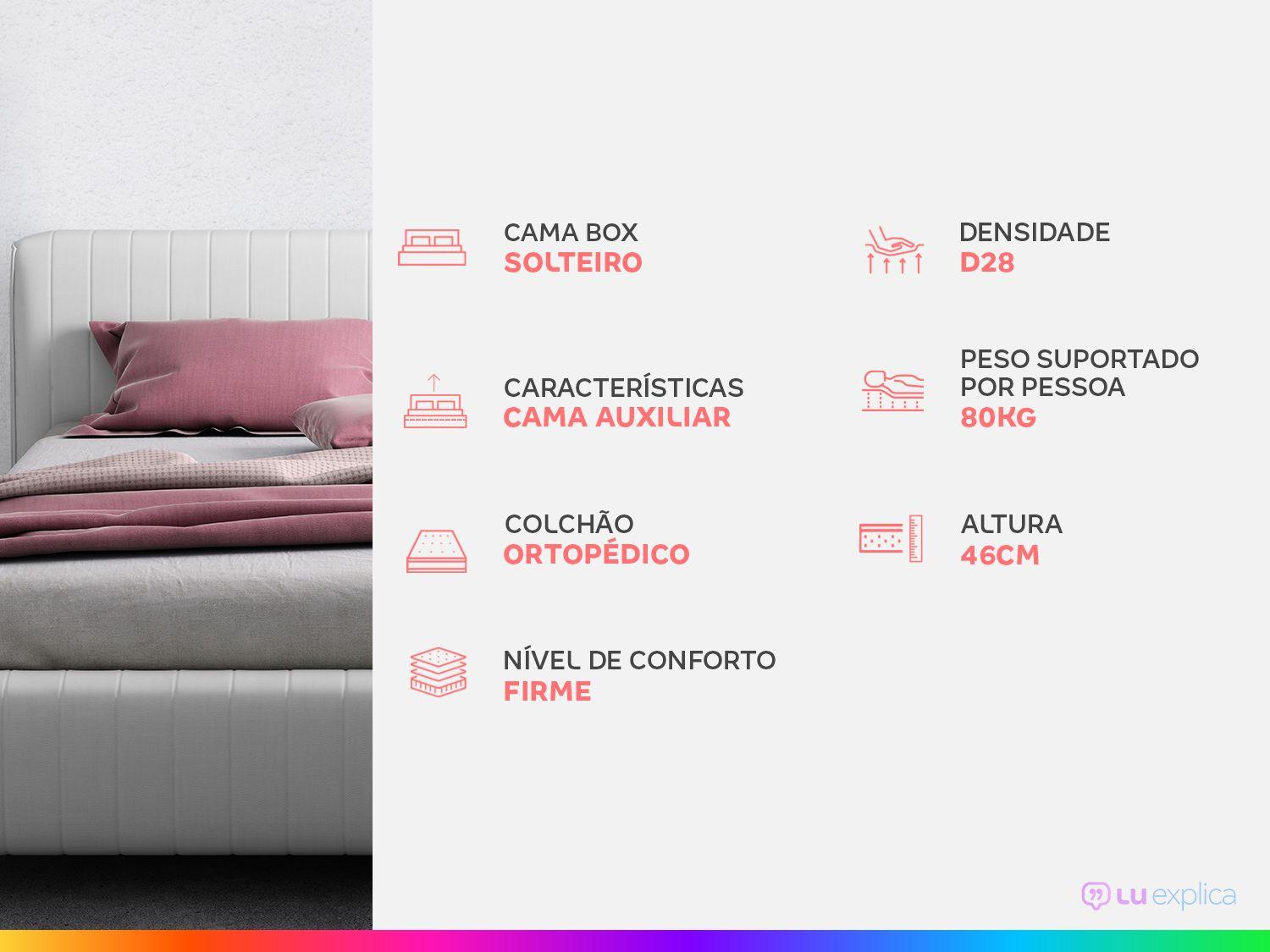 Cama Box Solteiro SMP com Cama Auxiliar 