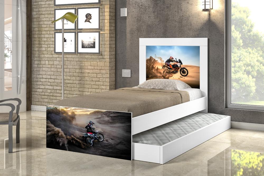 Cama Solteiro Com Auxiliar Moto Cross Quarto De Menino Moveis Print Cama De Solteiro Magazine Luiza