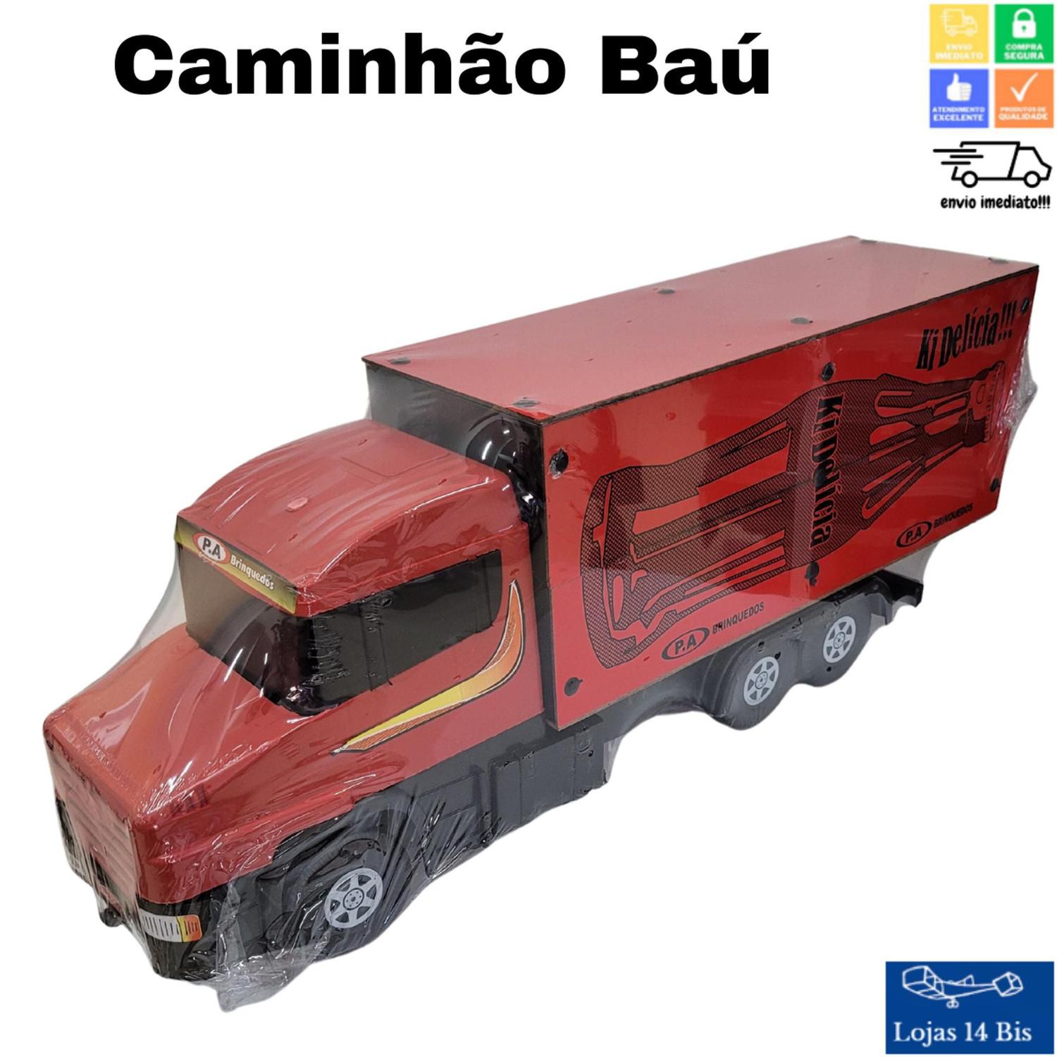 Caminhão Brinquedo com Carroceria Baú MDF Gigante P.A Brinquedos 69x26x16cm, Magalu Empresas