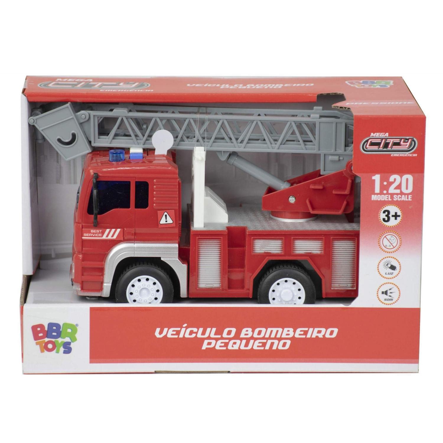 Caminhão de bombeiro Infantil de brinquedo com sirene luzes e som BBR P ...