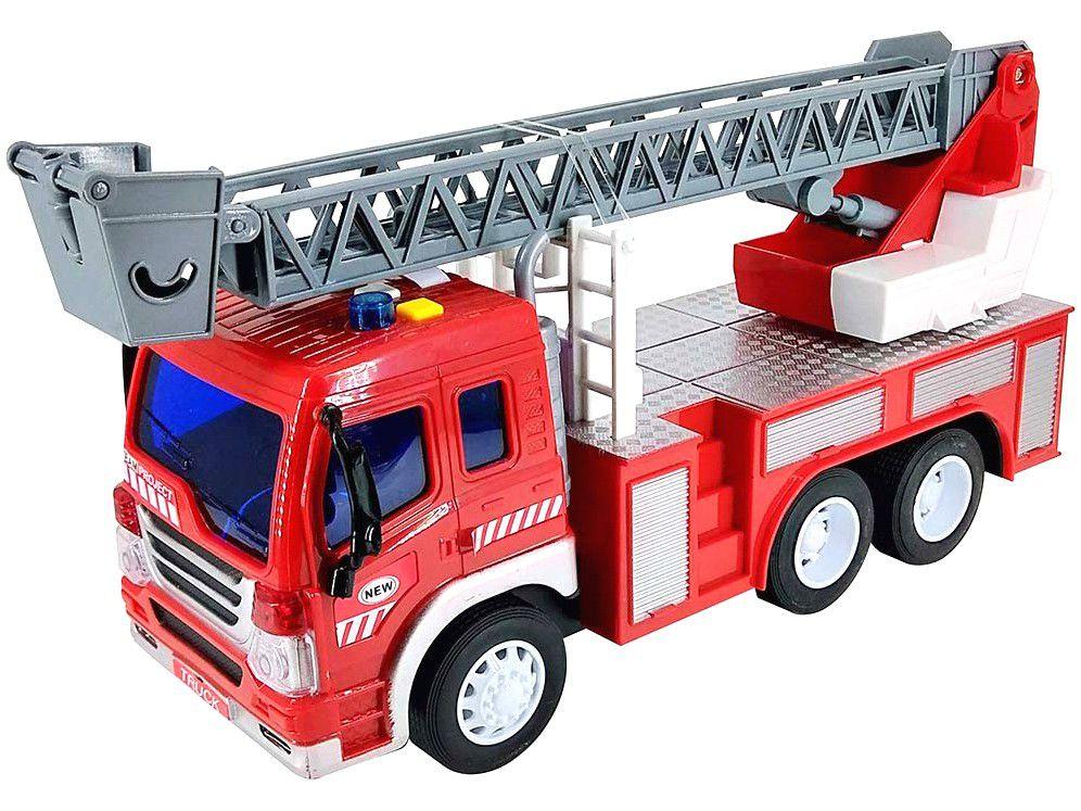 Brinquedo Caminhão Miniatura Bombeiros Resgate Vermelho A Fricção