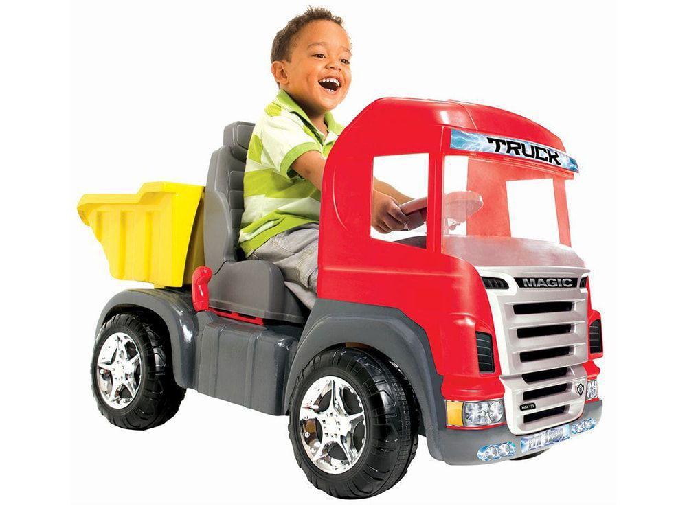 Caminhao de Brinquedo Magic Toys Truck com Pedal Volante Cacamba e Banco Regulavel Vermelho Caminhoes Motos e Onibus de Brinquedo Magazine Luiza