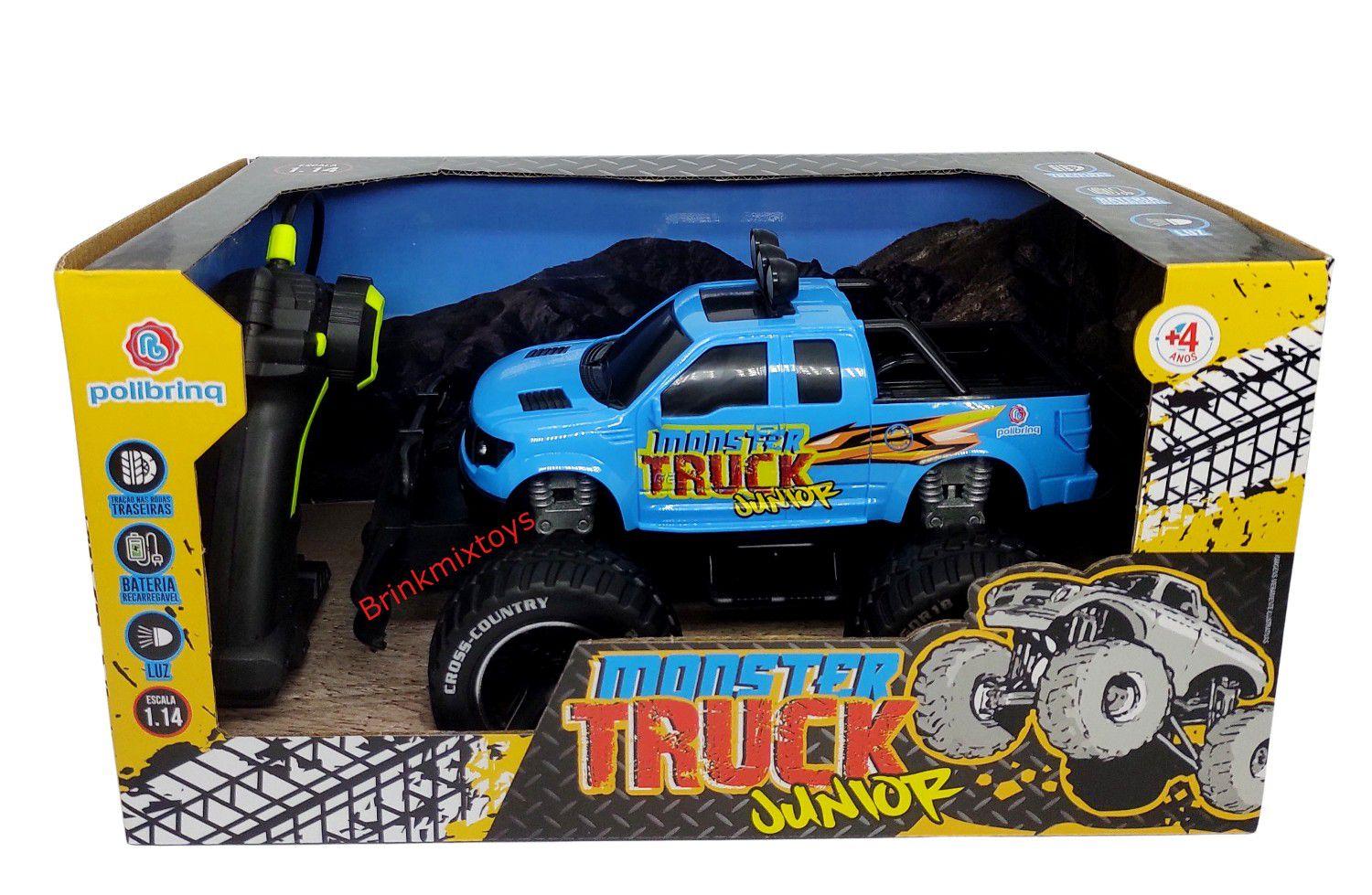 Carro De Controle Remoto A Bateria Pick-Up Monster Truck Com Luzes -  Polibrinq