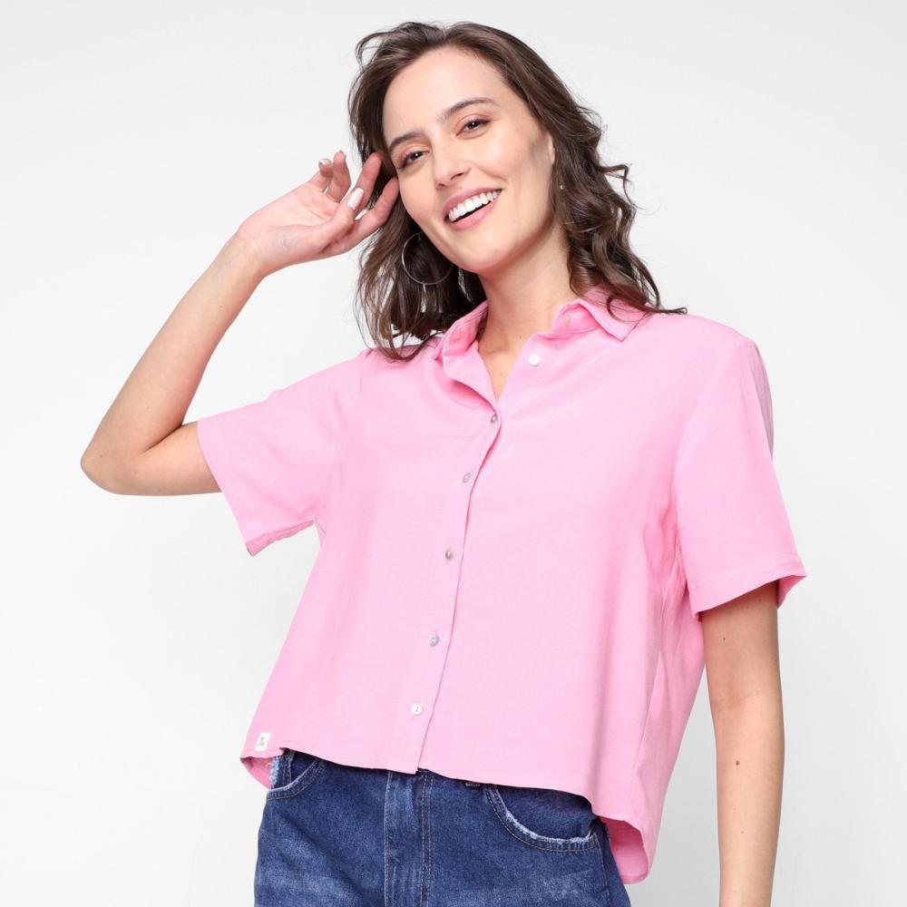 camisa de linho feminina manga curta