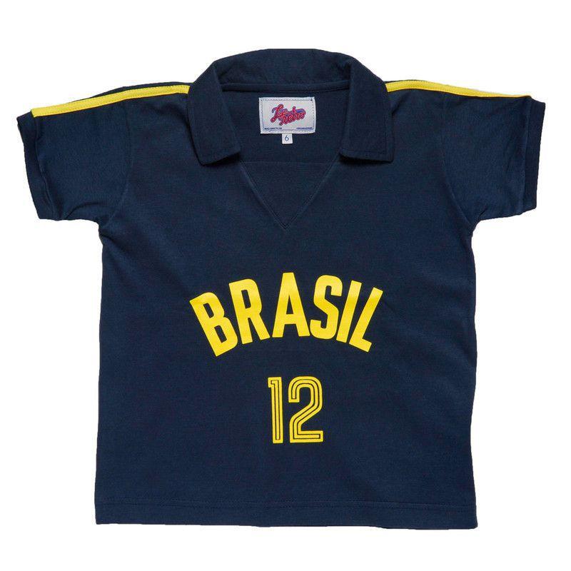 camisa brasil azul infantil