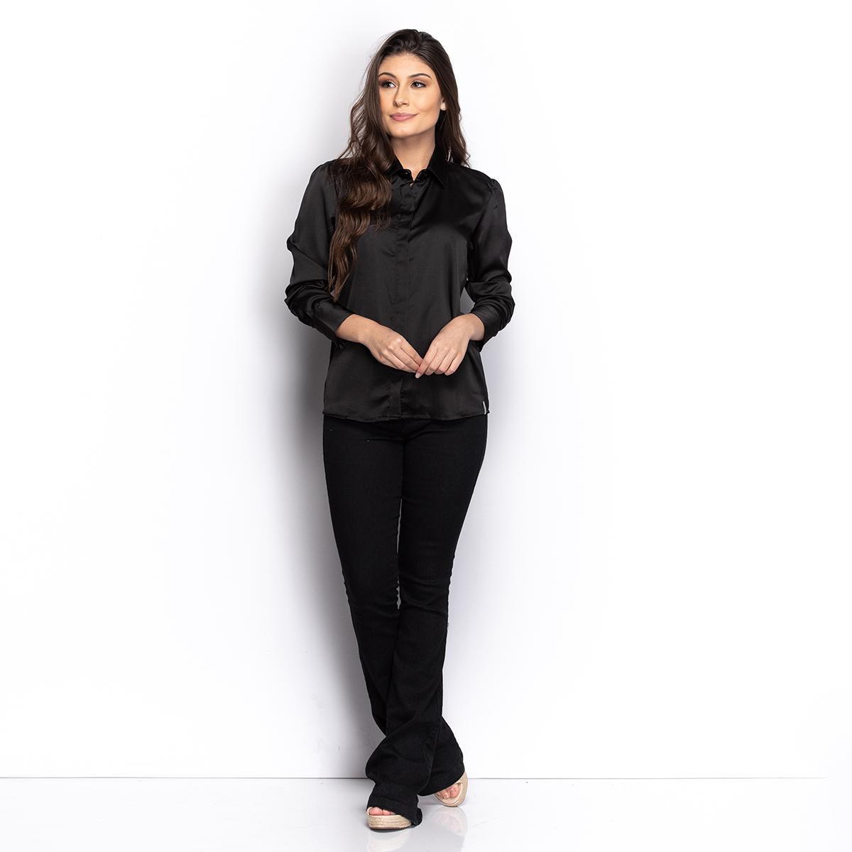 camisa social feminina seda