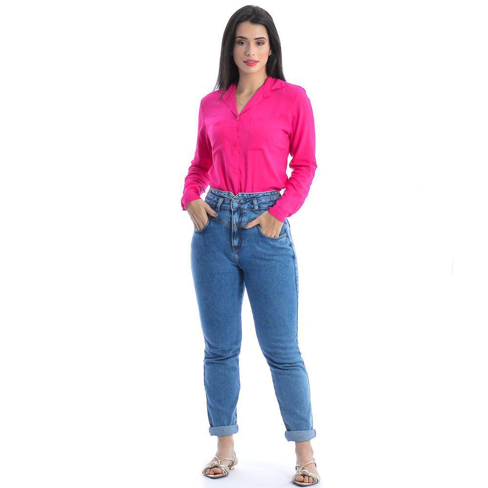 Camisa Social CalÃ§a Social Feminina Rosa Camisa Slim Seda