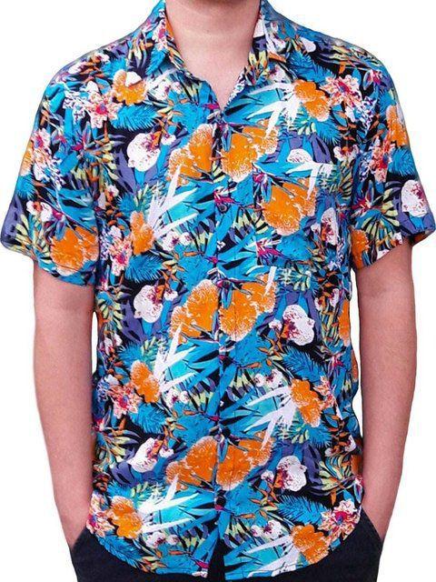 Camisa Floral Masculina Havaiana Azul Estampada Florida Carnaval Viscose Phiphi Camisaria Camisas Masculinas Magazine Luiza