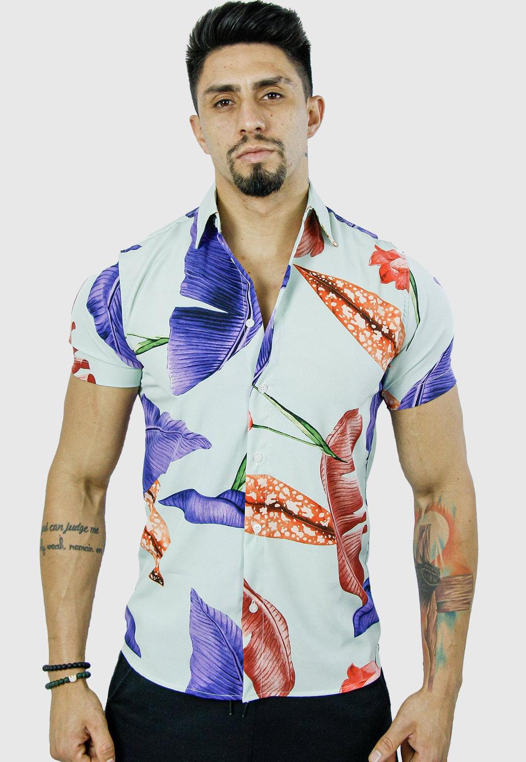 camisa floral masculina slim