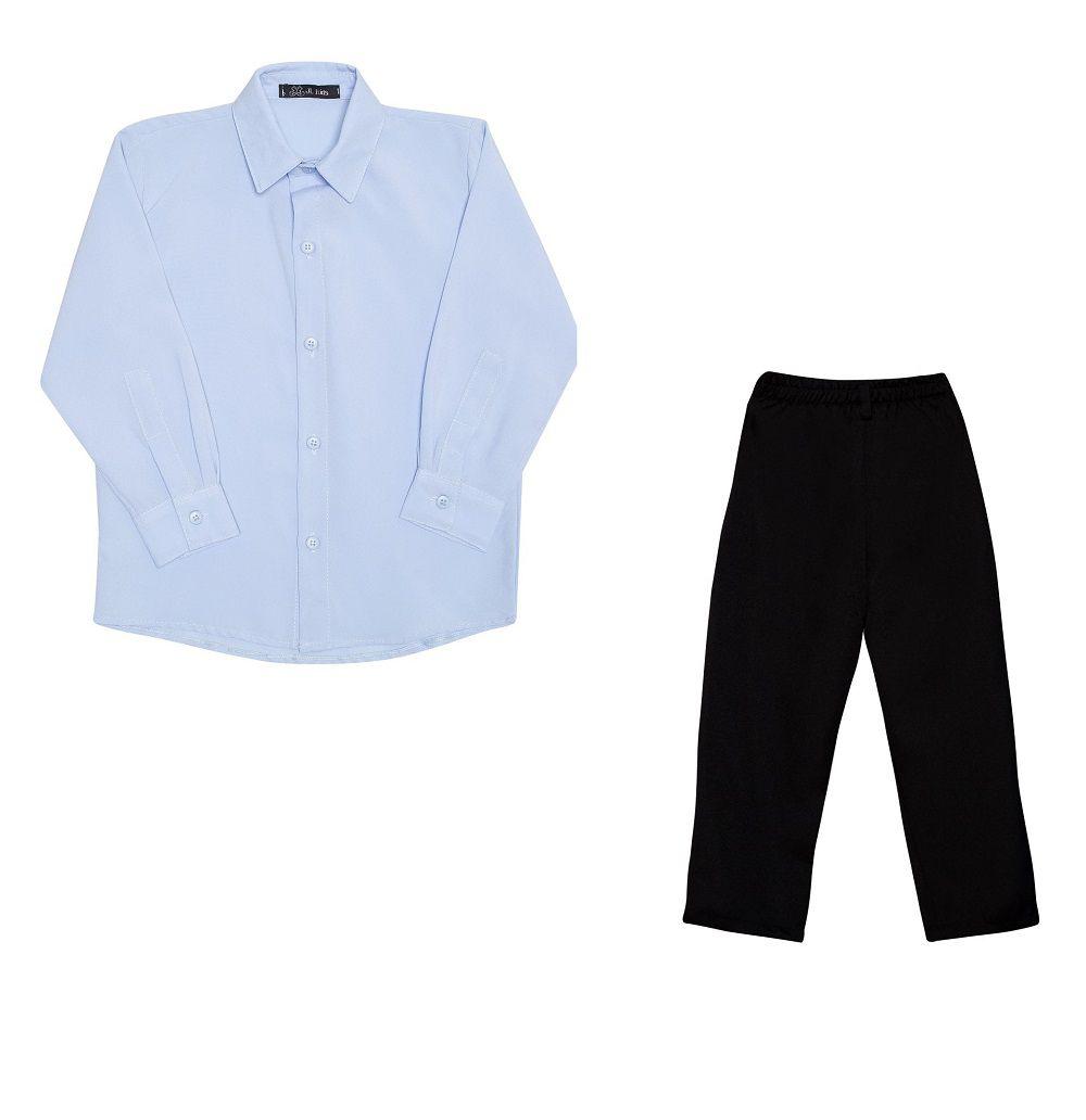 Infantil CalÇa Preta E Camisa Azul Camisa Infantil Social Azul