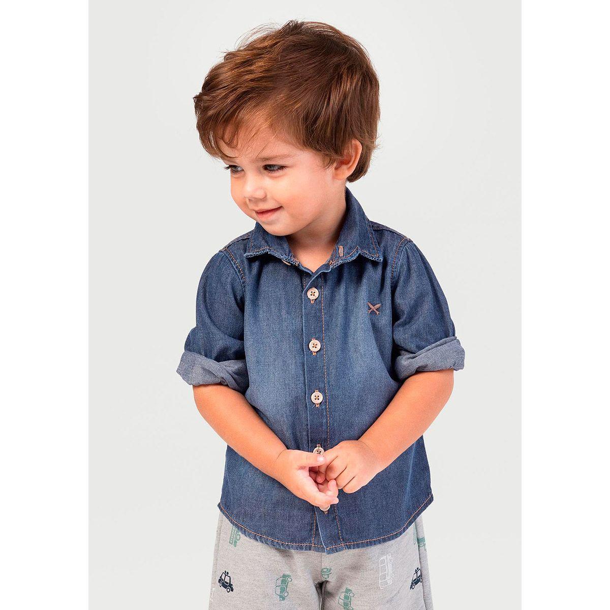 Camisa jeans para bebe Clearance