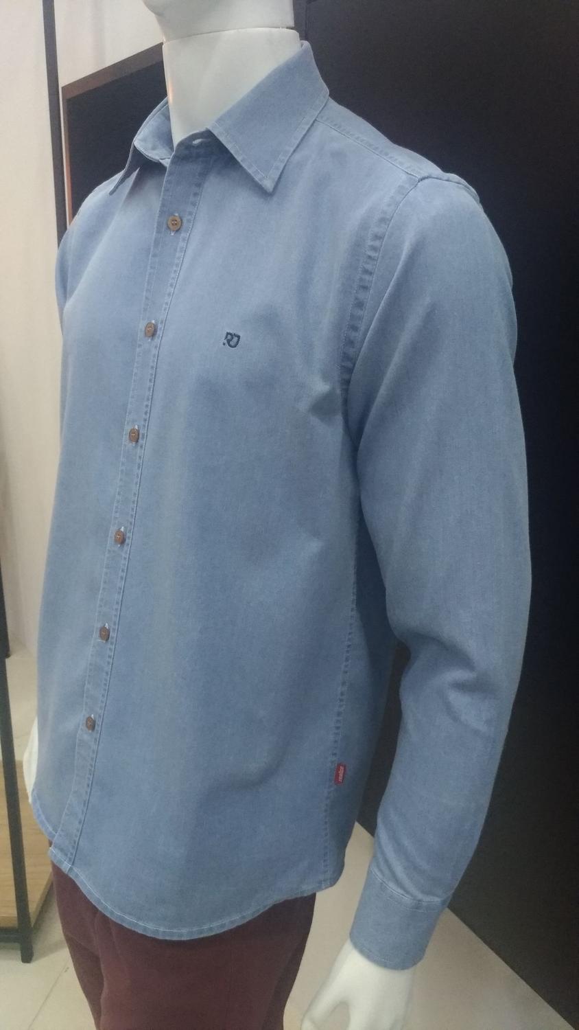 camisa masculina jeans clara