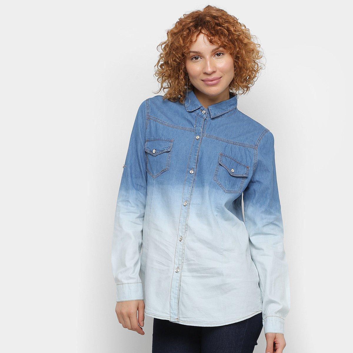 camisa jeans feminina degrade