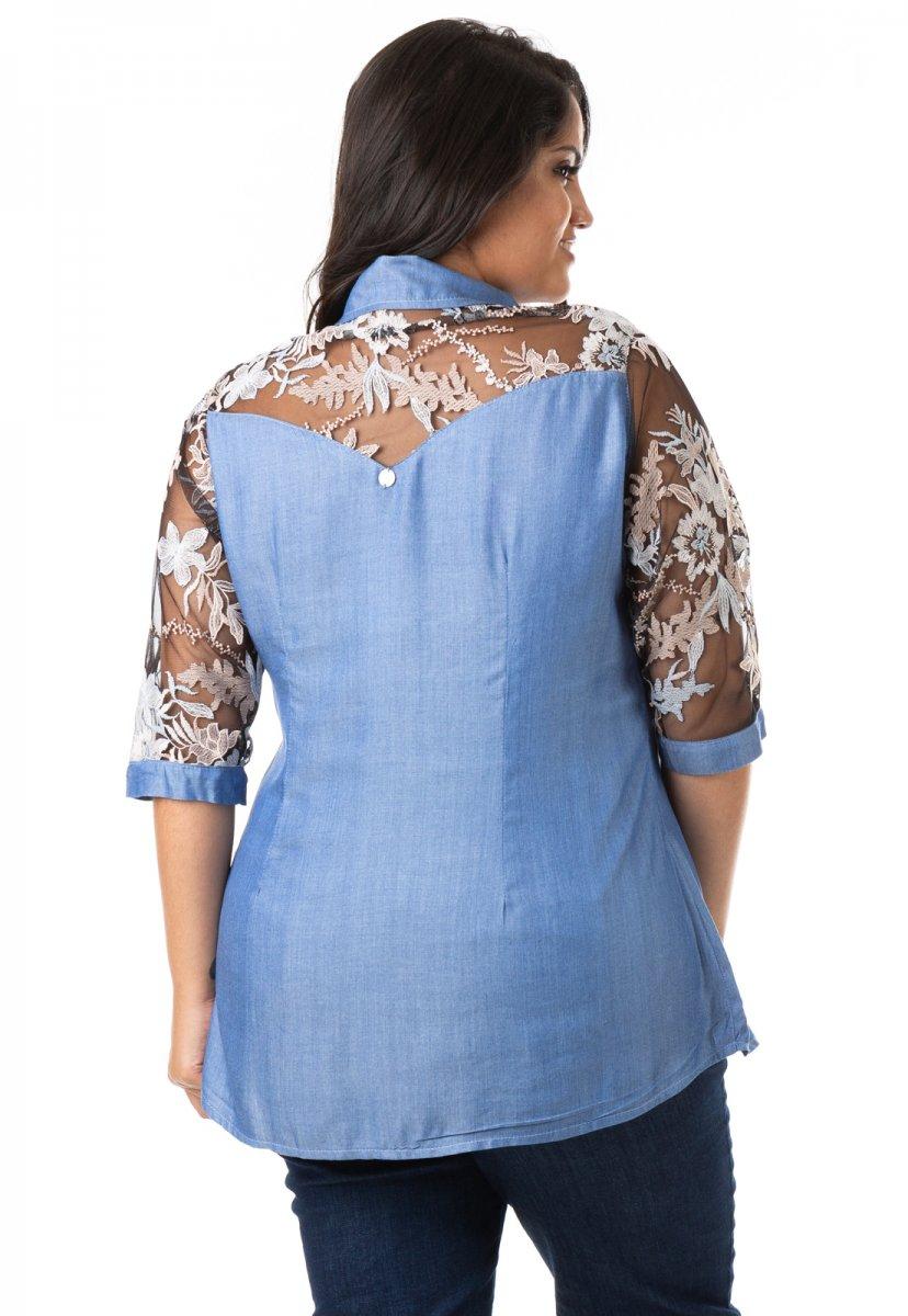 blusa jeans feminina plus size
