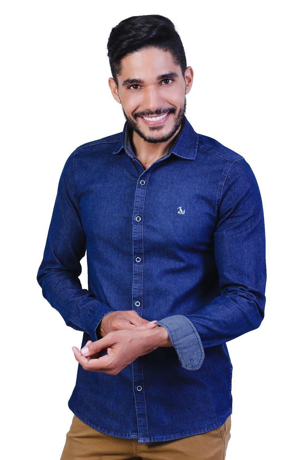 camisa jeans manga comprida