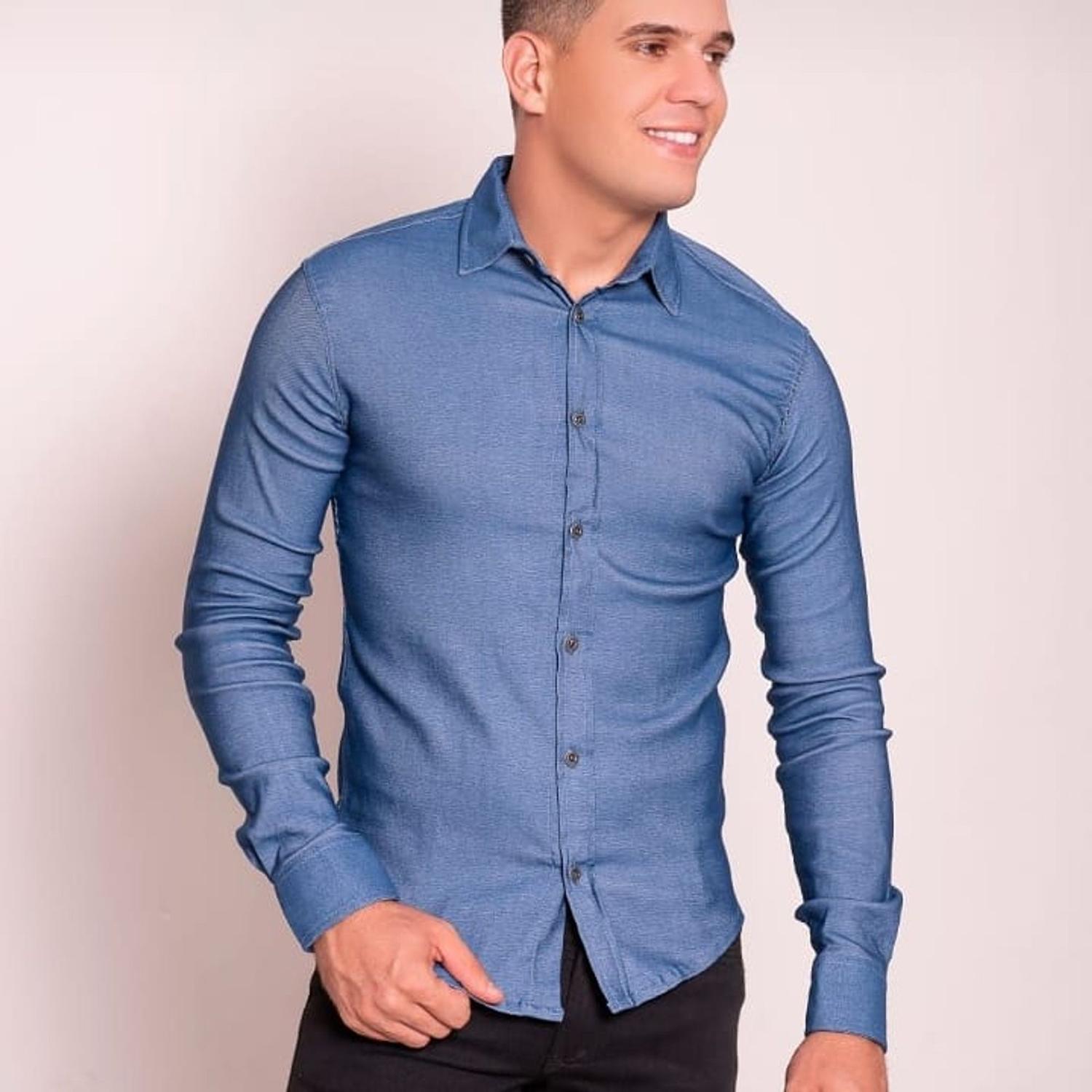 camisa jeans masculina social