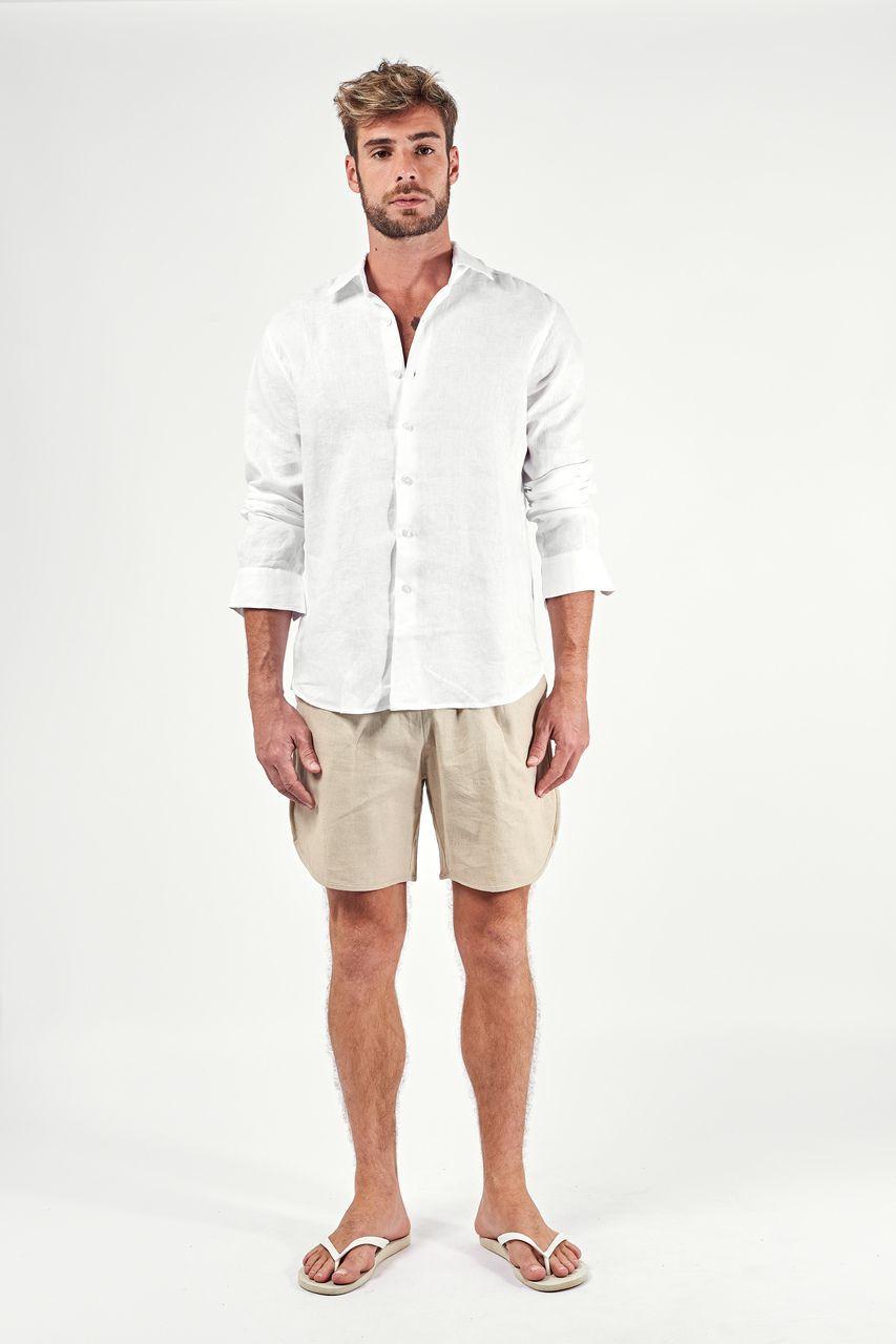 camisa de linho com bermuda