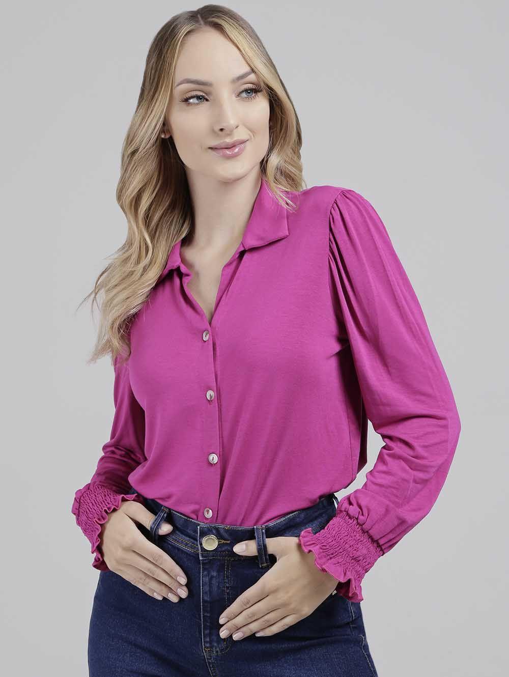 blusa pink manga longa