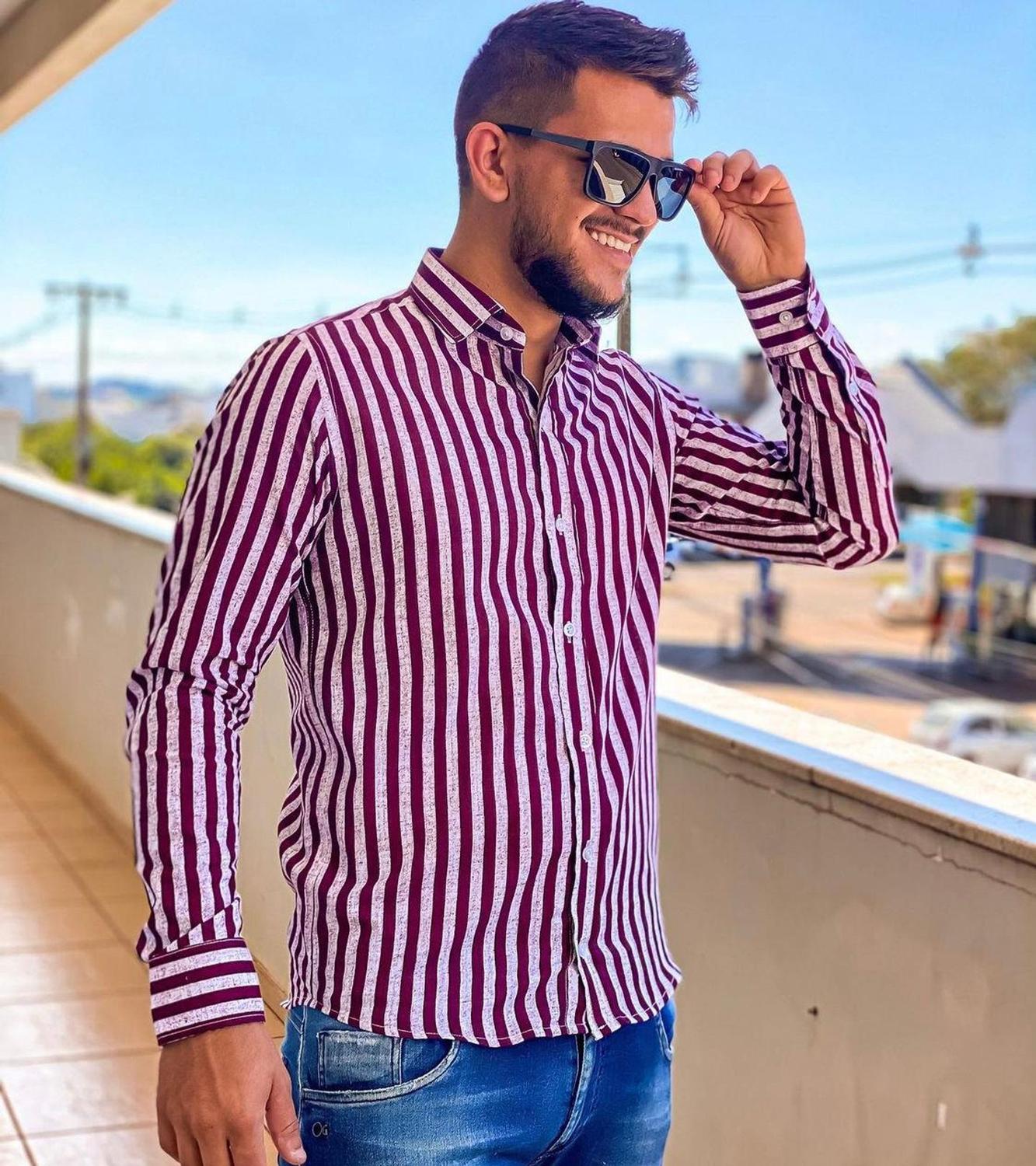 camisa longa listrada