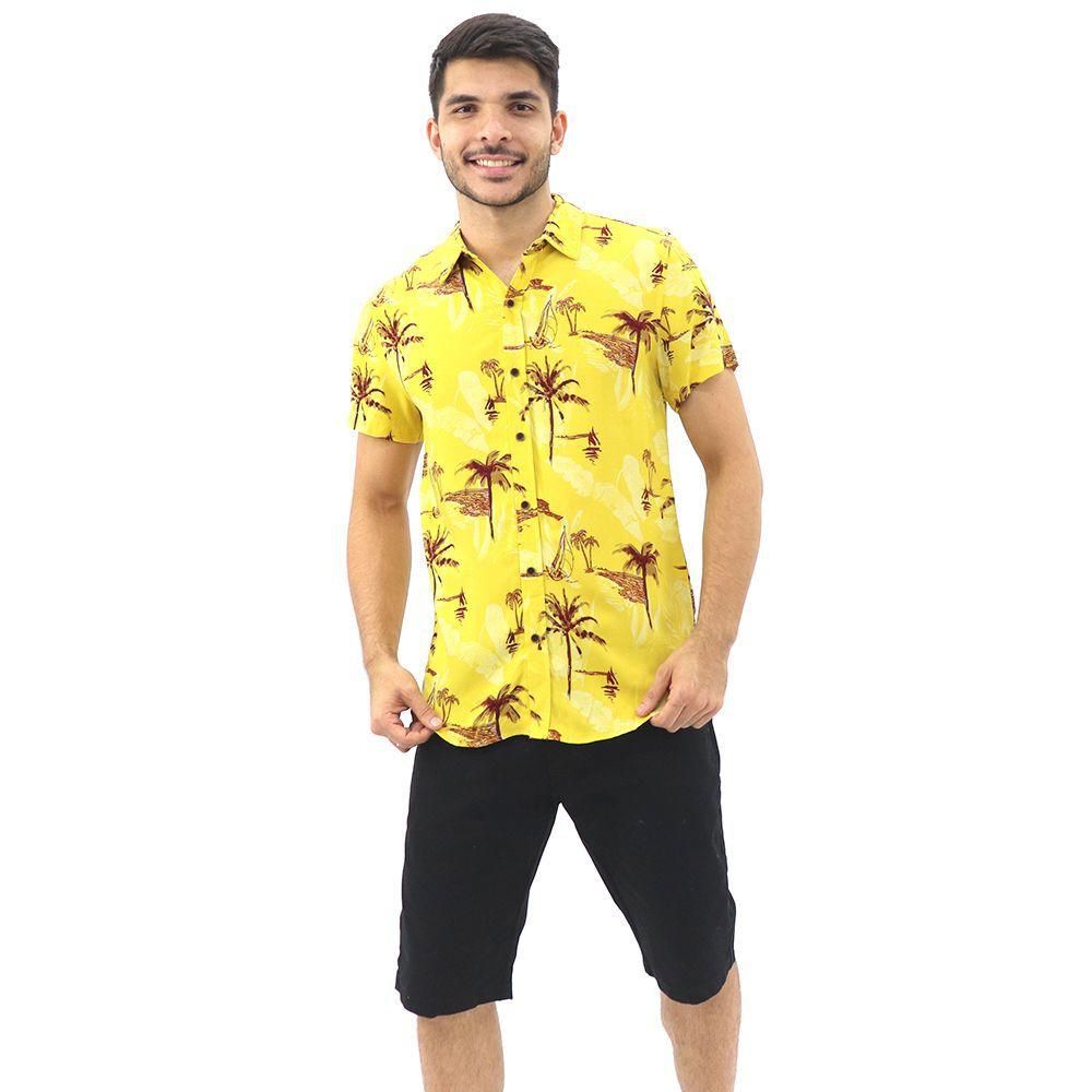 Camisa Havaiana Masculina com Estampa Floral Folhagens Branca Estilo Verão  Moda Praia Casual