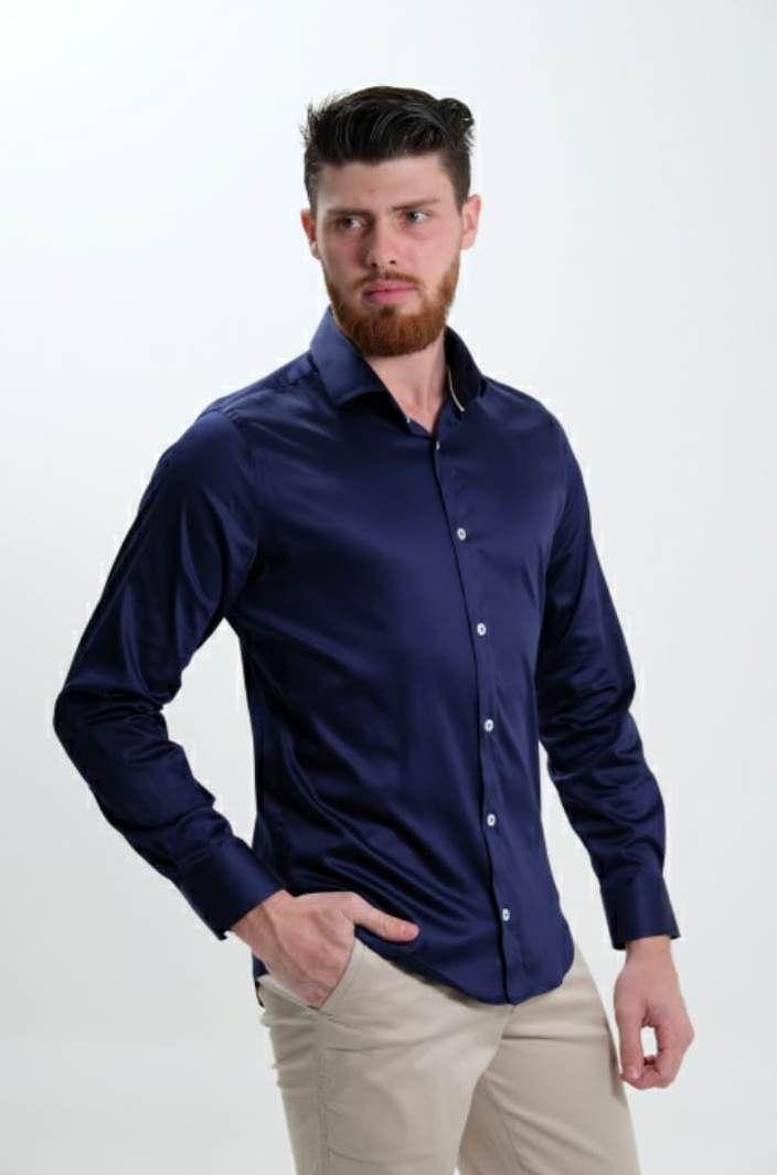 camisa azul slim fit