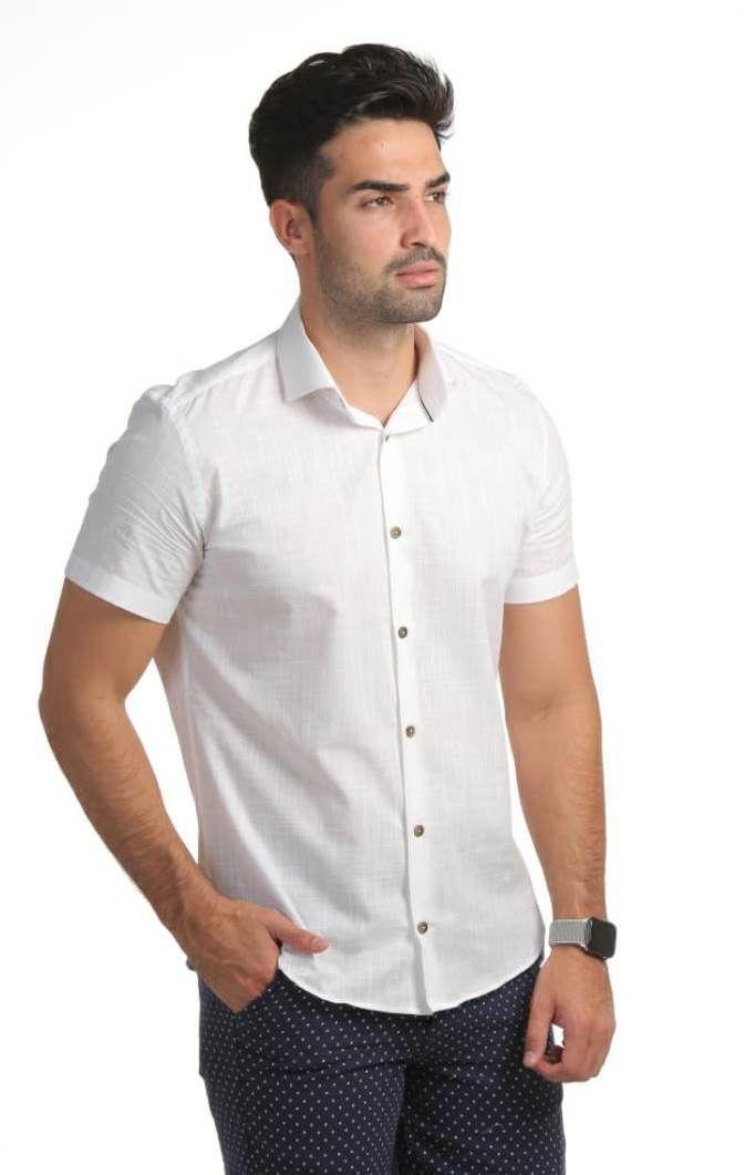 camisa manga curta branca masculina