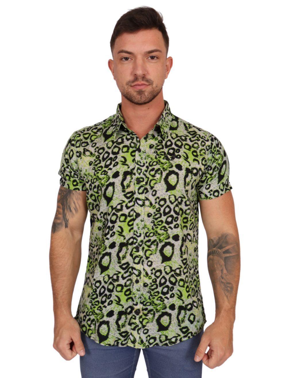 camisa animal print verde