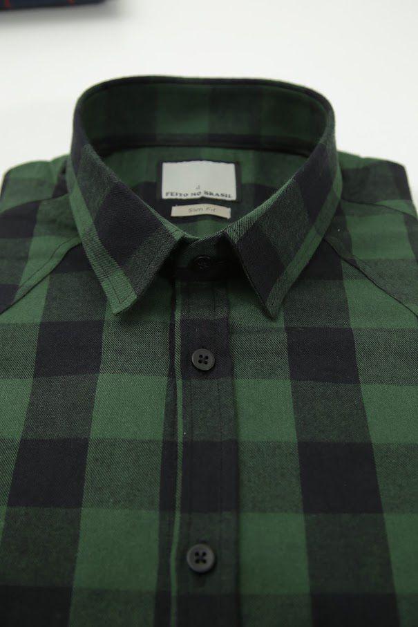 blusa xadrez verde masculina