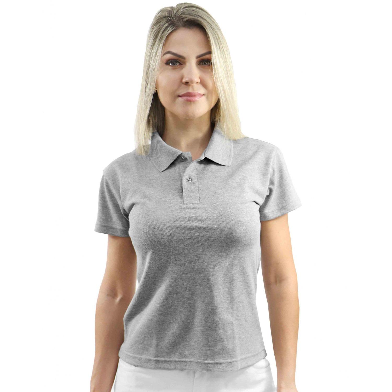 Camisa polo feminina baby look Demorgan Uniformes Camisa Polo