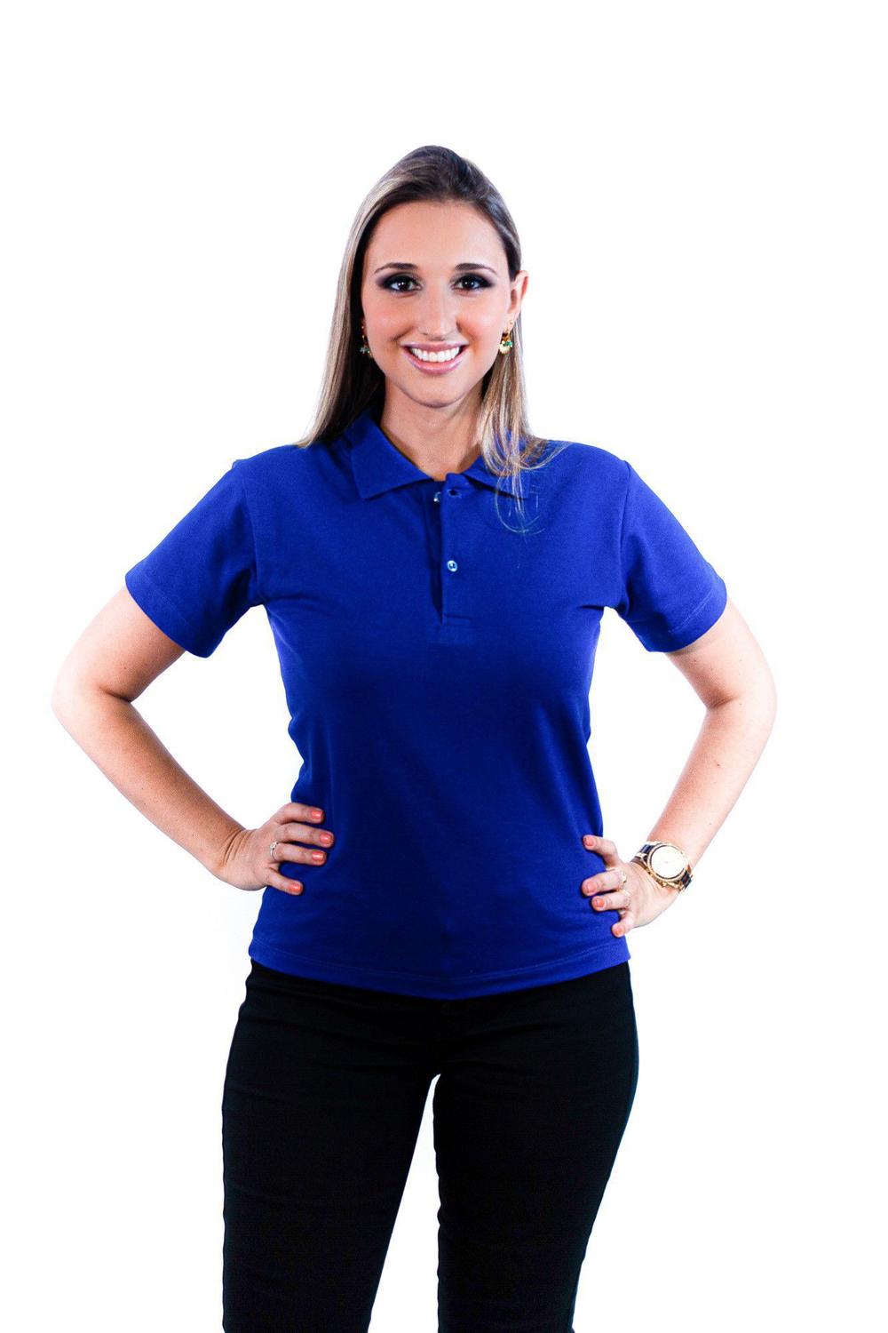 camisa polo feminina azul royal