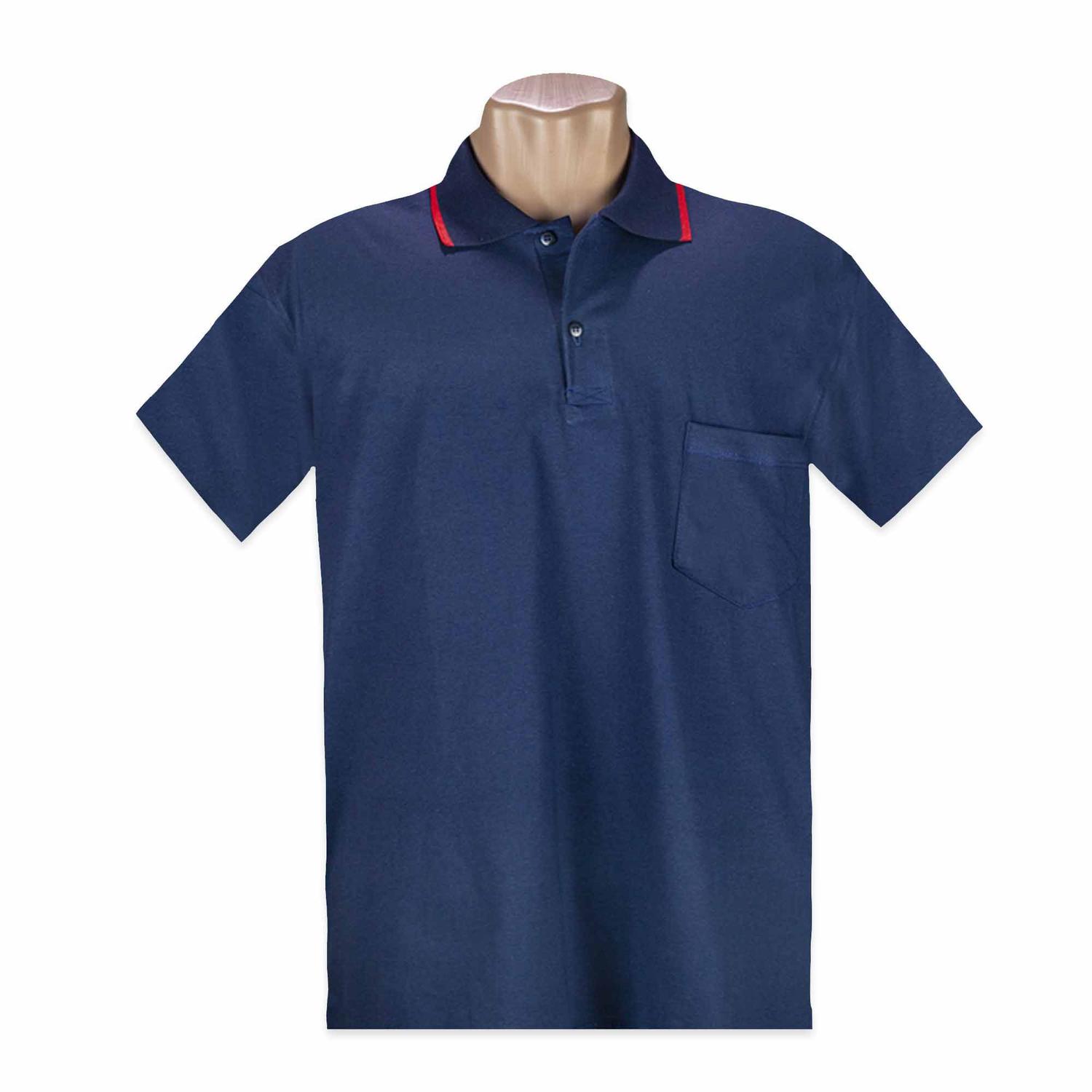 camisa polo azul com bolso