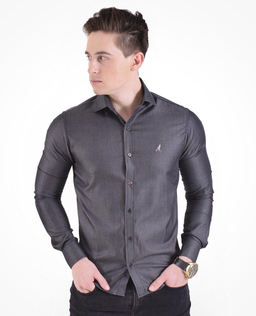 camisa social masculina cinza