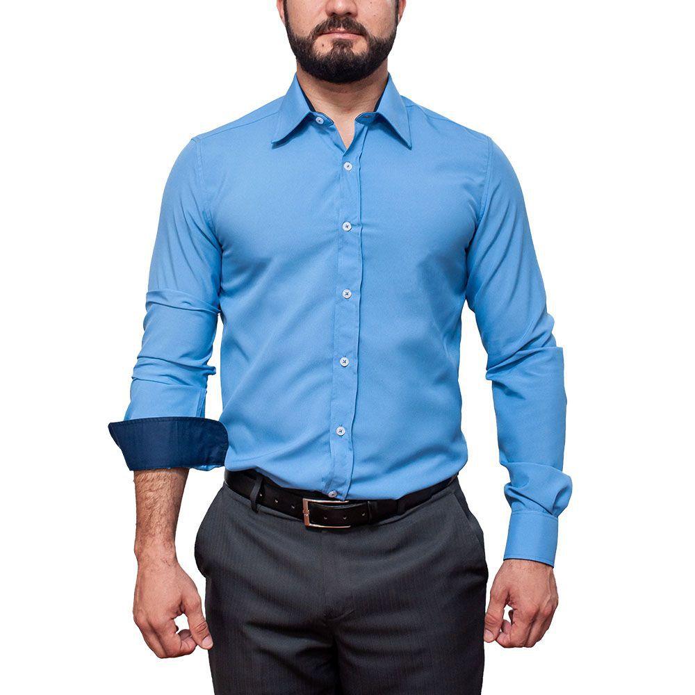 camisa social azul celeste