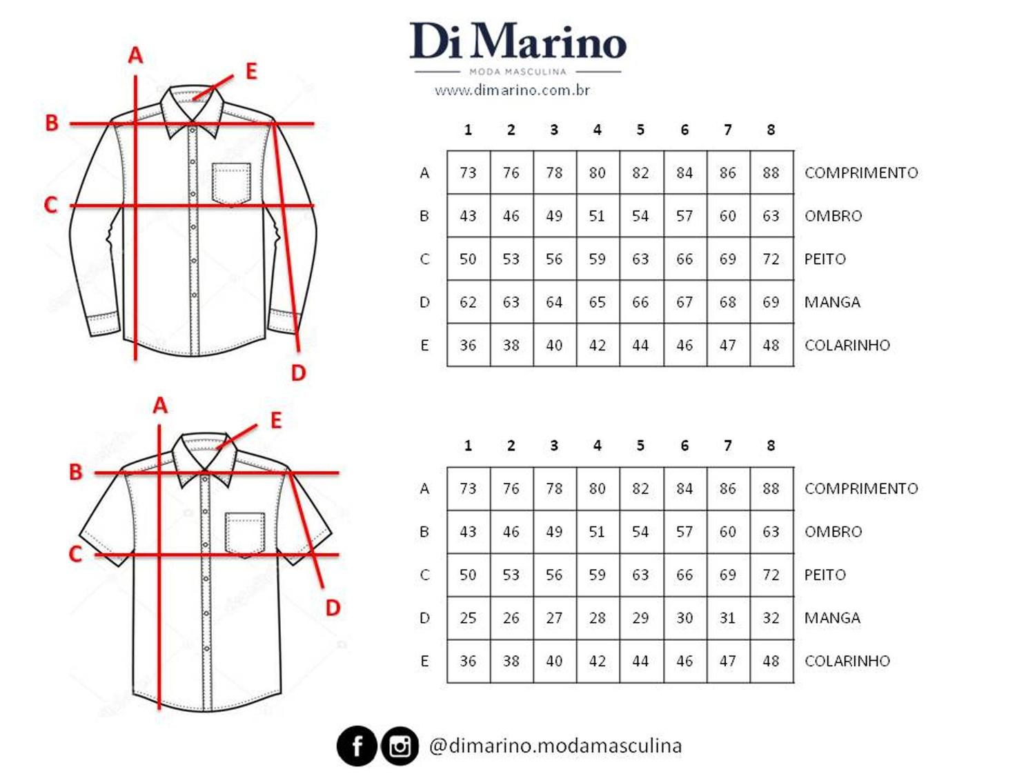 tamanho camisa masculina 1 2 3