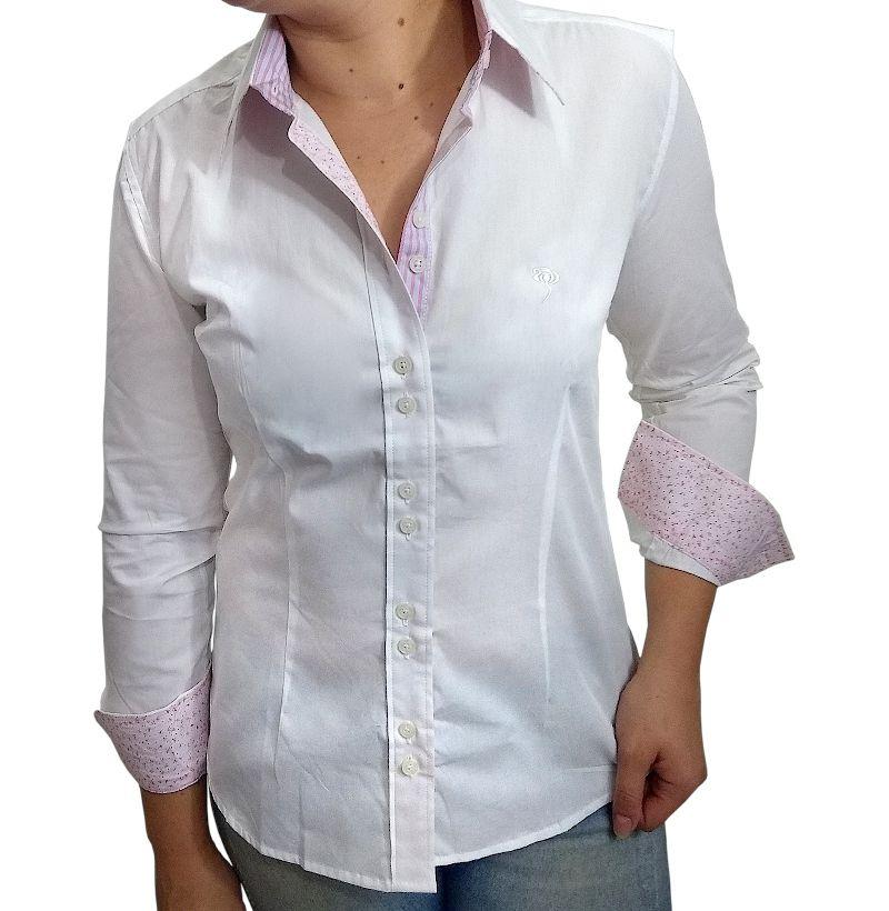 camisa branca feminina manga longa