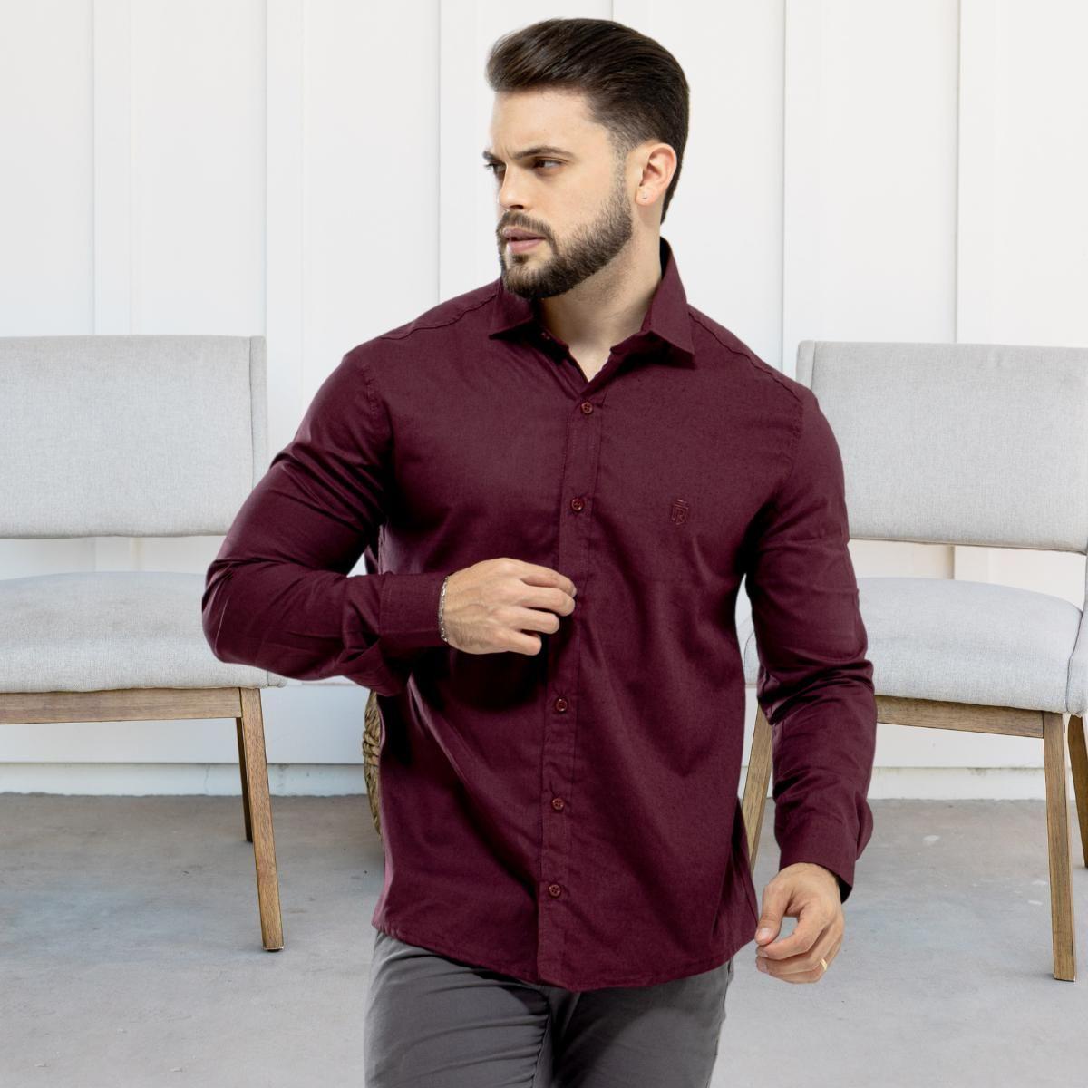 Linho Camisa Social M Pollo Camisa Social Masculina Manga Longa