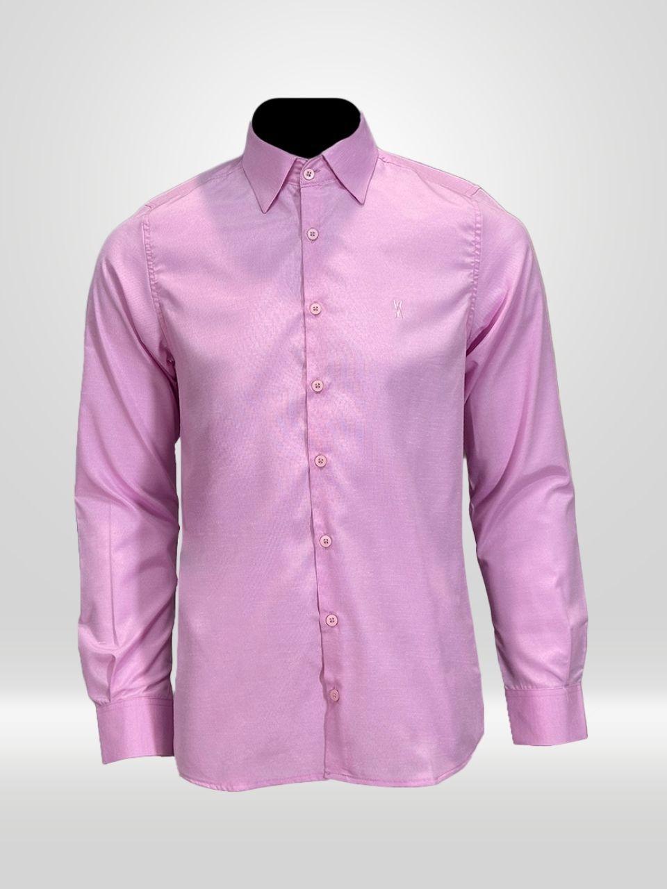 Camisa Social Masculina Manga Longa Rosa Victor Varrens Camisas Masculinas Magazine Luiza