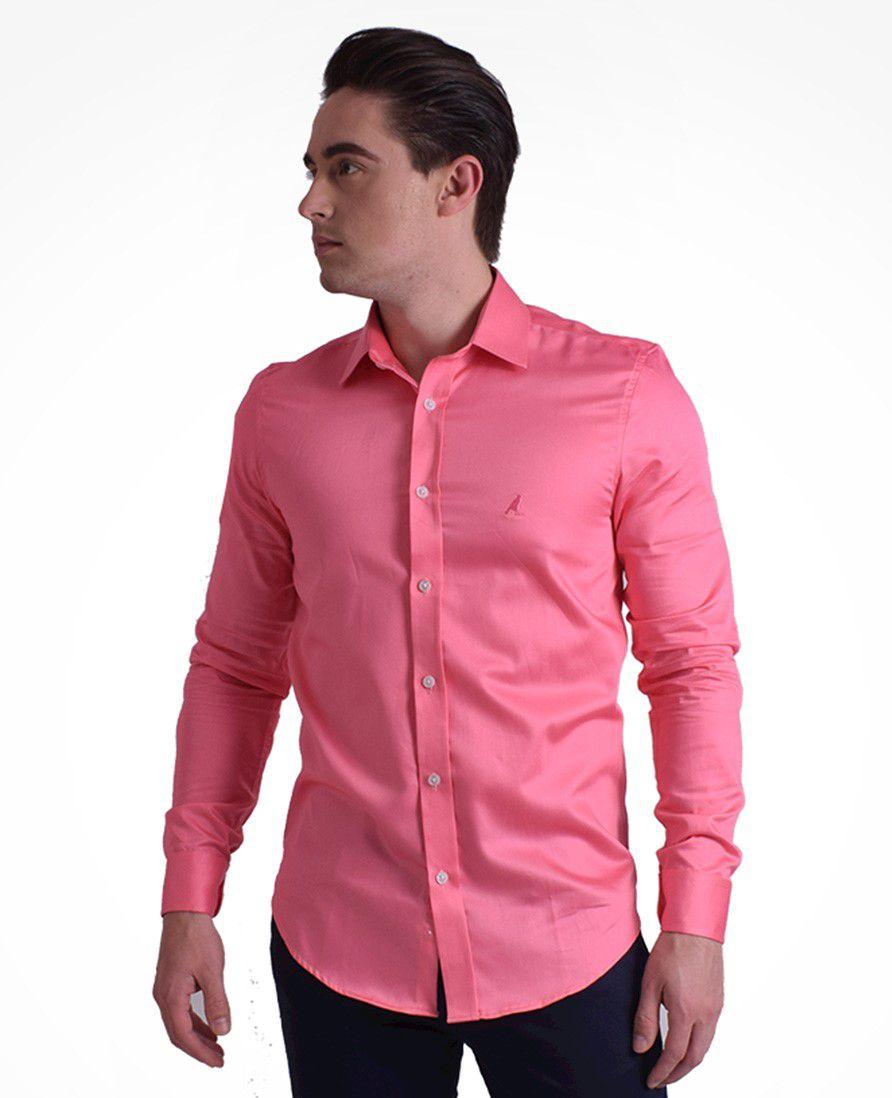 camisa social rosa com gravata