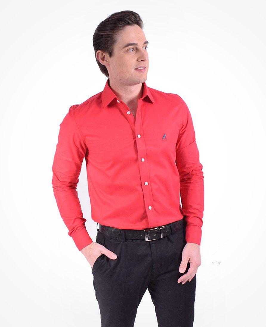 Camisa Social Masculina Slim Vermelha - Levok - Camisas Masculinas -  Magazine Luiza