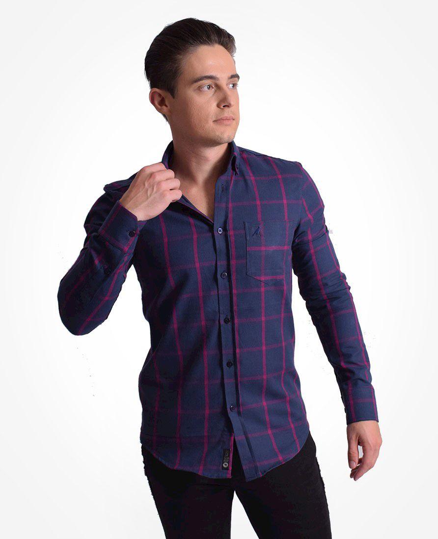 camisa xadrez social masculina