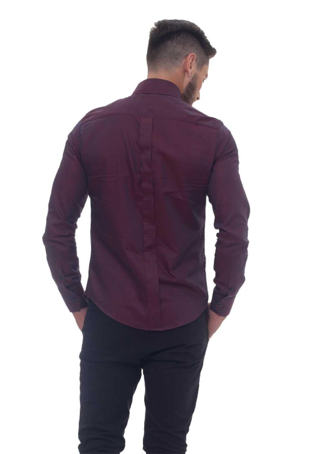 camisa social masculina vinho escuro